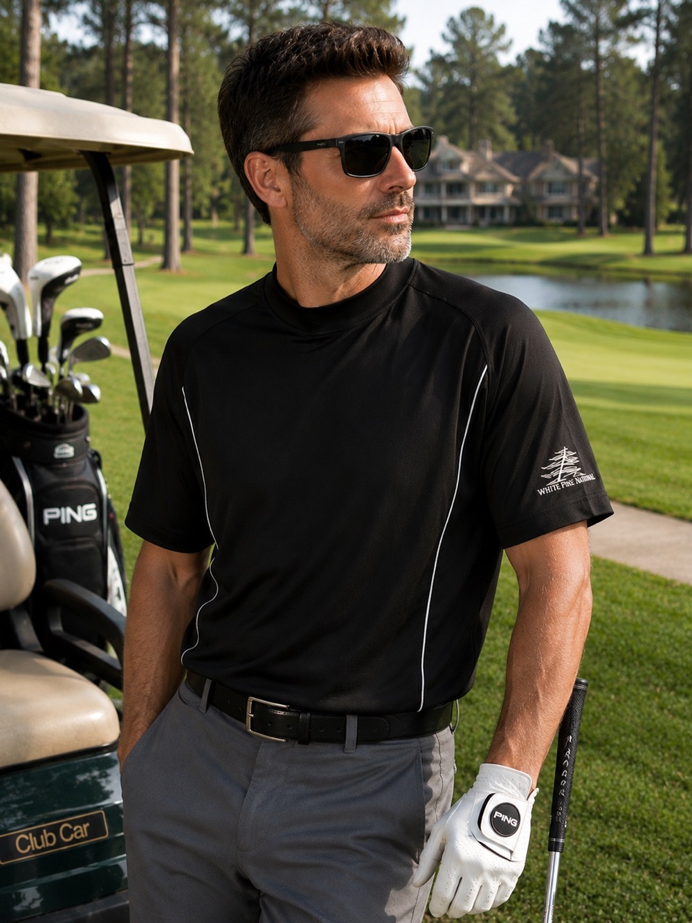 Ping Collection Performance Dynamics Golf Shirt Black White Pine XL